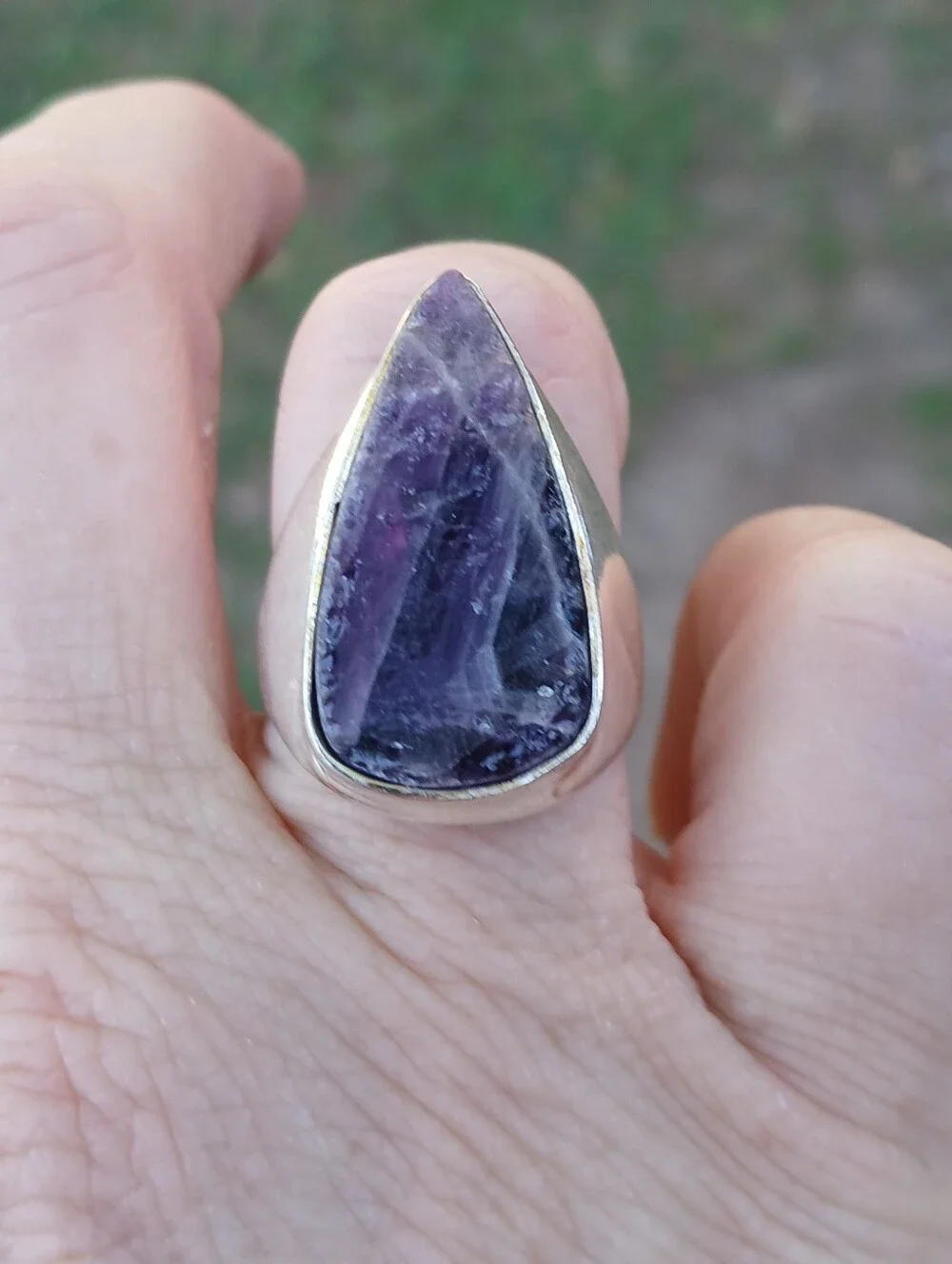 New Men's Natural Amethyst 925 Silver Ring.